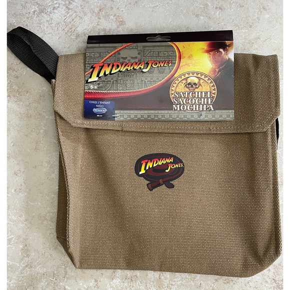2 PC OFFICIAL INDIANA JONES CANVAS BAG SATCHEL & WHIP COSTUME SET ACCESSORY NEW - Picture 4 of 11